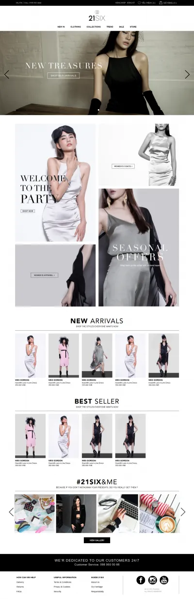 Thiết kế web cho nhãn hàng thời trang 21six