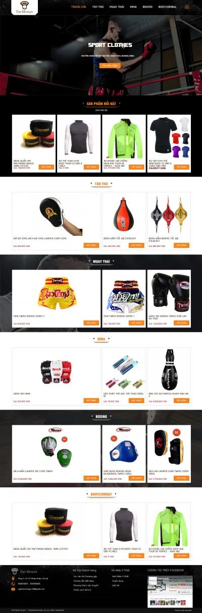 Thiết kế web bán dụng cụ thể thao - boxing