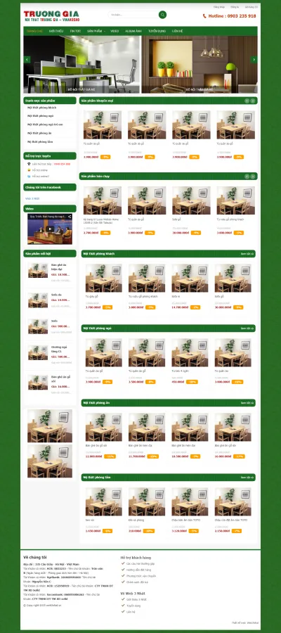 Thiết kế web bán nội thất xanh lá cây