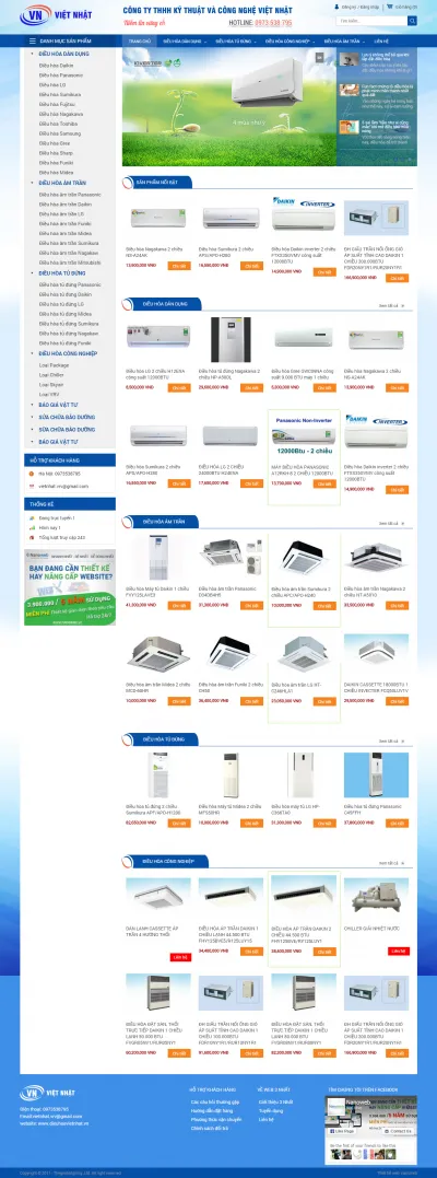 Thiết kế web bán hàng điều hòa điện lạnh
